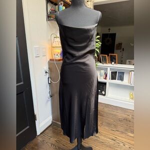 Makeup Forever Black Satin Midi Slip Dress